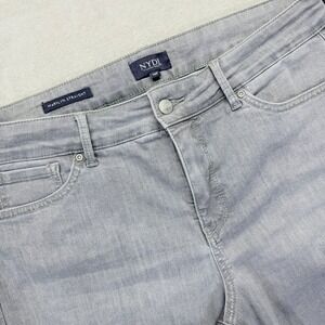 NYDJ Jeans Womens 14P Marilyn Straight Cropped‎ Raw Hem High Rise Faded Gray